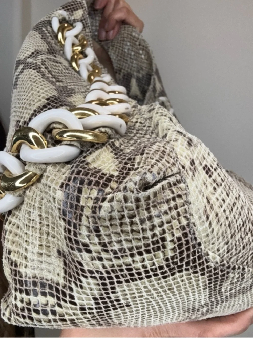 Michael Kors Python Chain Hobo Tote EUC - Picture 7 of 17